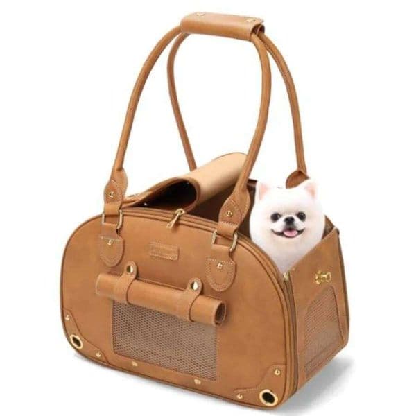 Purse Foldable Waterproof Premium PU Leather Pet Travel Portable Bag Carrier for Cat and Small Dog Home 26H0423
