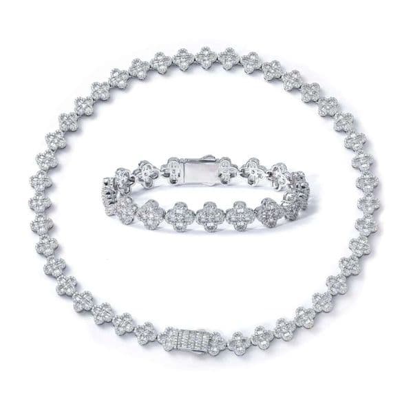 Cross-border European and American hip-hop 6mm four-leaf clover zircon tennis chain men's bracelet, light luxury high-end jewelry accessory