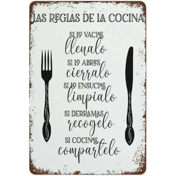 Metal Tin Sign Vintage Signs Cocina Spanish Kitchen Print Wall Art Home Decor Retro Funny Decorations for Farm Office Club Poste 26Y0423