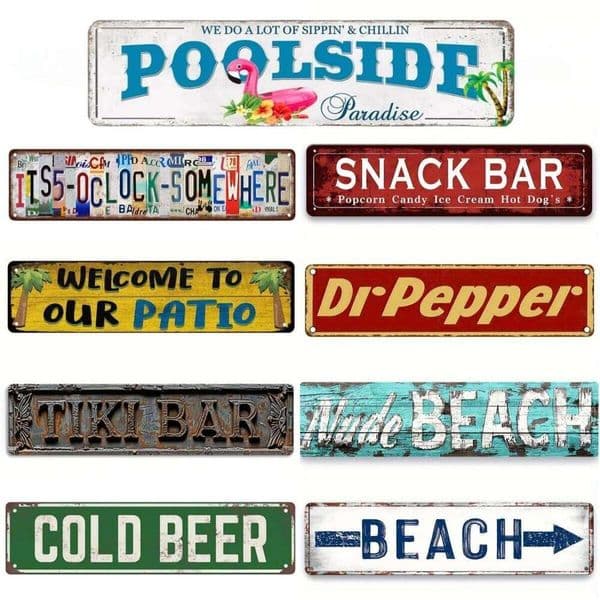Vintage Funny Beach Tiki Beer Metal Aluminium Retro Signs For Bar Club Man Cave Home Kitchen Wall Art Decor 26Y0423