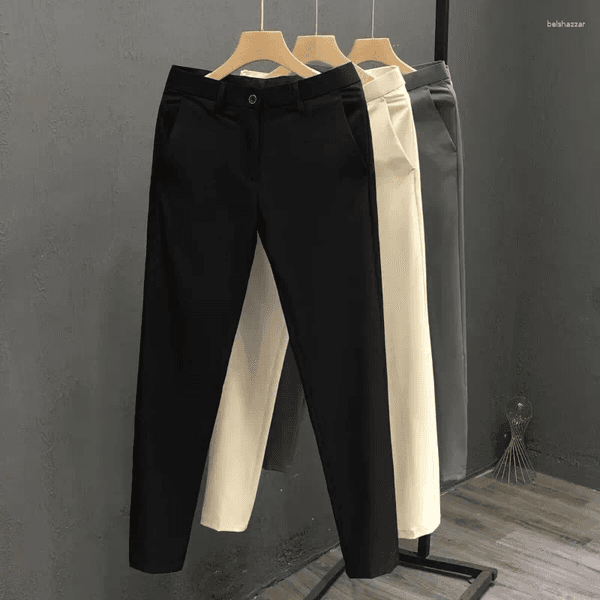 Men's Pants Mens Solid Color Slim Fit Dress Button Waist Straight Leg Casual Formal Trousers