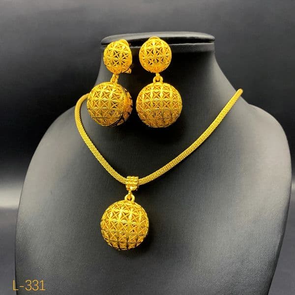 Dubai Ball 24k Gold Plated Jewelry Sets for Women Indian Bridal Costume Necklace Earrings Nigerian Wedding Party Gifts 260423
