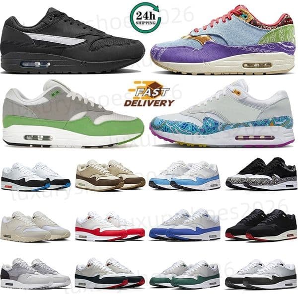 Brand Atmos 87 OG 1s Mens Running Shoes 87 Trainers 87s OG Anniversary Leopard What The Sports Designer Sneakers Size 36-46 E3