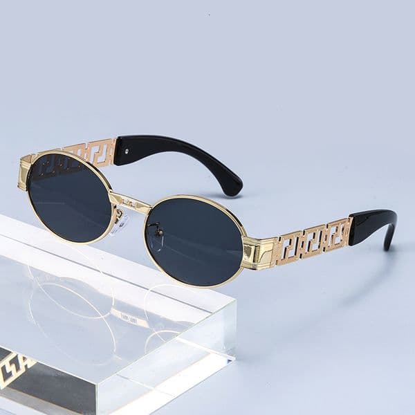 Designer Vercacely Medusa Sunglasses Fanjia New Metal Oval Full Frame Sunglasses Internet Celebrity Street Style Sunglasses Photo Sunglasses