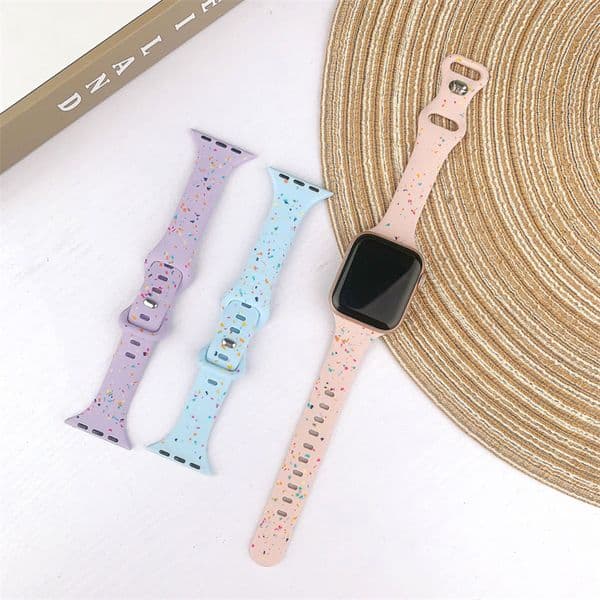 Applicable to Apple Watch 1-11 / Ultra 1-3 small waist butterfly buckle colorful silicone watch strap