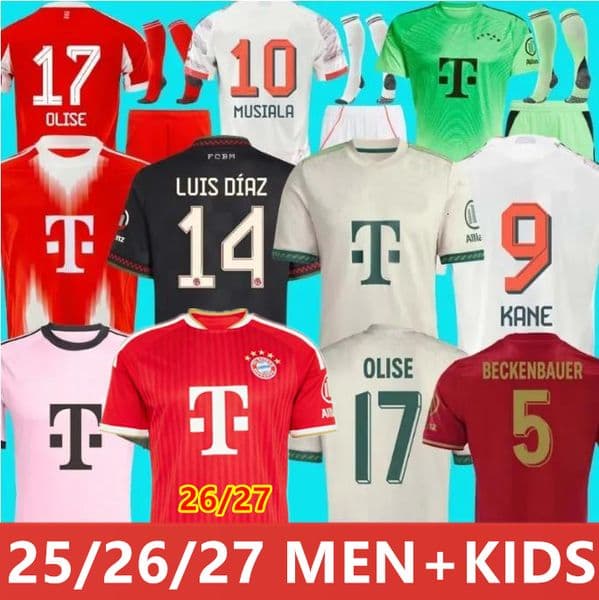 25 26 27 Bayern MunichS Kane Olise soccer jerseys 2026 125-Year Anniversary SANE KIMMICH UPAMECANO MULLER football shirt DAVIES MUSIALA Men Kid kits