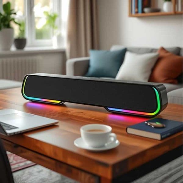 RGB Marquee Mini Sound Blaster Speaker Desktop Long Strip Portable Subwoofer High Power Bluetooth Speaker Wireless Q260423