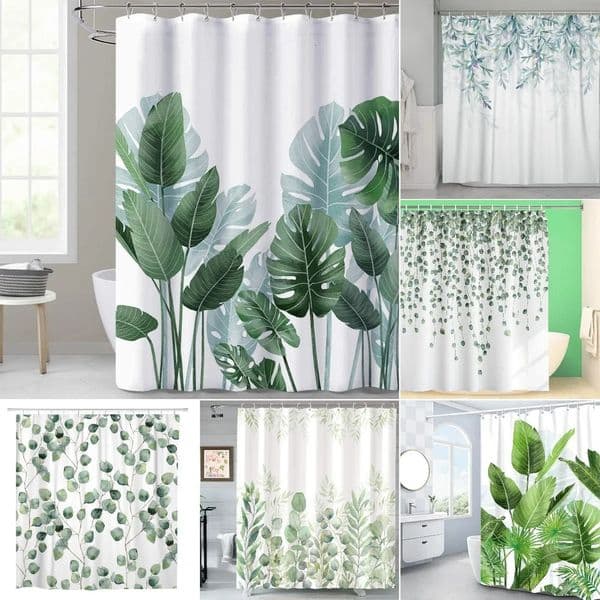 Designer Tropical Green Leaves Plant On White Background Odorless Shower Curtains For Bathroom Showers h And Bathtubs Decor With Hooks Free Shipping 1