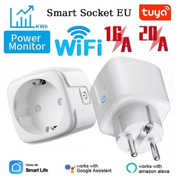EU 16A/20A With Power Monitor Smart Plug WiFi Socket Timing Function Tuya Smart Life APP Control Works With Alexa Google Home 260410