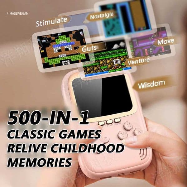 New Dual USB 10000Mah Mini Portable Retro Handheld Game Console Power Bank 500games Handheld Game Player Pink Green Red J260423