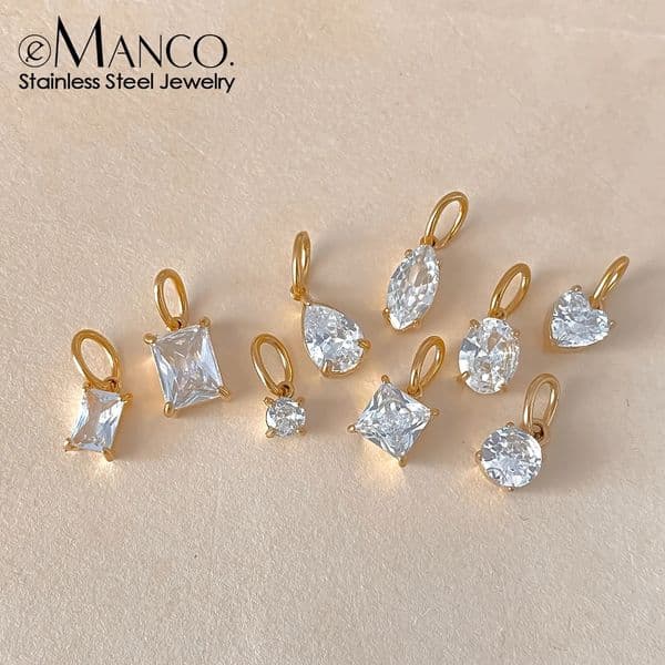 Stainless Steel Geometry Pendants Charms Zircon For DIY Jewelry Necklace Making Bracelet Findings Crafts Earrings 260422