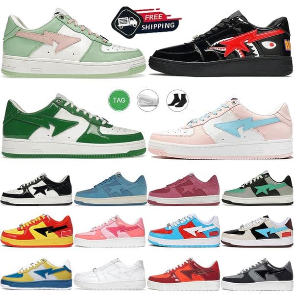 2026 Designer Bapestas Star Skate Casual Shoes Sk8 Men Women Patent Leather Shark Black White Abc Camo Camouflage Skateboarding Sports Sneakers Outdoor Trainers