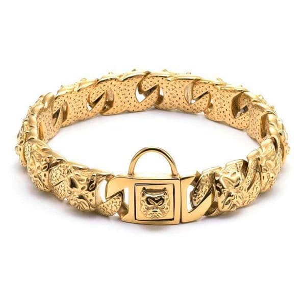Bully Pitbull Dog Gold Chain Personalized Collar Leash Bulldog Stainless Steel 32mm Necklace Pet Product 26H0424