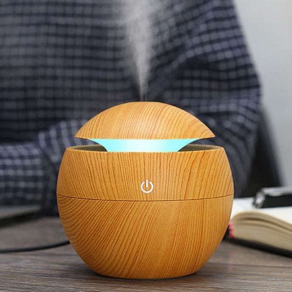 mushroom humidifier with colorful night light wood grain aromatherapy diffuser low noise bedroom desktop humidifier