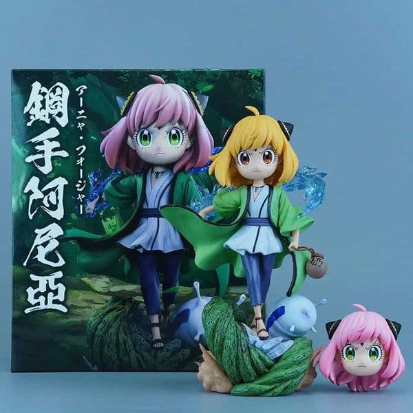 Anime Figure Anya Forger Cos Tsunade Gk Garage Kit Desktop Decoration Pendant Spy Family Model Double Head Swap Statue Toy Doll S260423