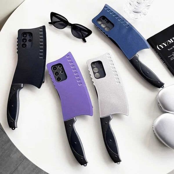 Creative 3D Kitchen Knife Phone Case For Samsung Galaxy S25 S24 S23 S22 S21 Ultra Plus Lens Protection Funny Back Cover Funda J260423