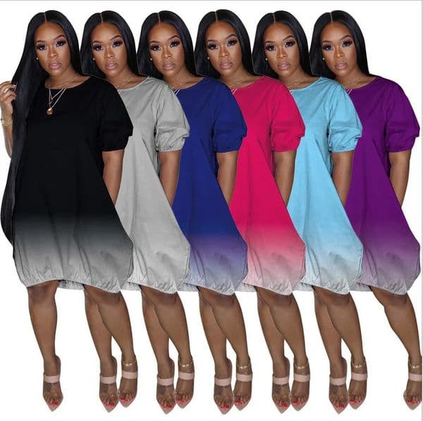 European and American Crossborder Product Oversized Womens Clothing Casual Gradient Dress 260423