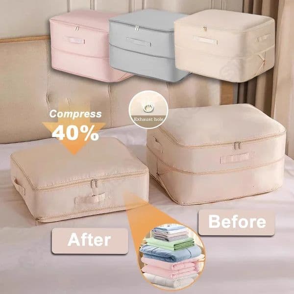 L/XL Large Compression Bag Quilt Clothes Closet Cabinet Organizer Storagepouch Ultra Space Saving Self Compression Organizer 260423