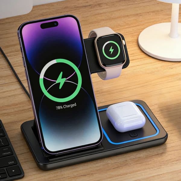 Foldable 3 in 1 30W Wireless Charging Station for iPhone 17 16 15 14 13 12 Pro Max 11 Pro Fast Charger Stand Dock 260410