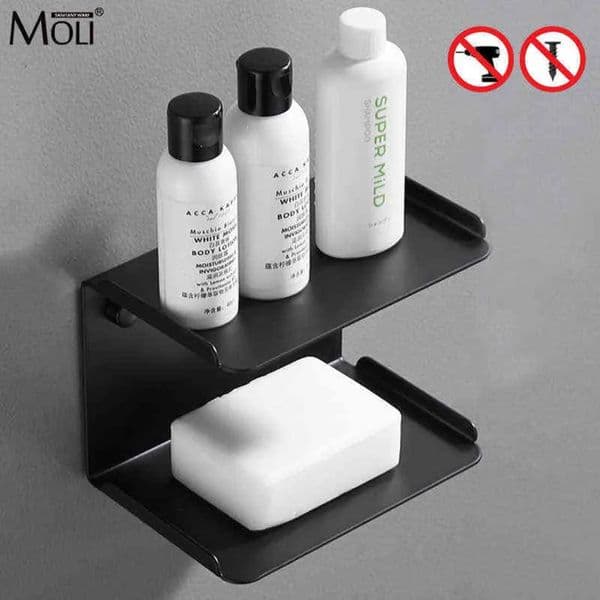 Designer MOLI Punch Free Black Matte Holder Stainless Steel Dish h Wall Mounted Bath Bathroom Shelves Soap Basket Mle114 Shipping 10