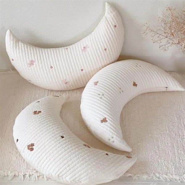 ins born nursing pillow baby pure cotton moon cushion childrens bed removable and washable 260424