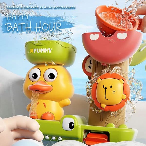 DuckFlower Shape Baby Bath Toy Play Water in Lion Waterwheel Children Fun Shower Bathtub with Suction Cup Kid Gift 260424