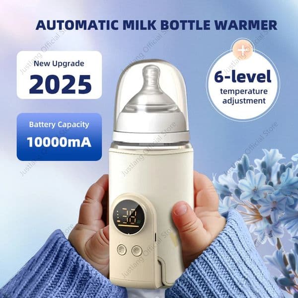 JUSTLANG 10000mAh Baby Bottle Warmer 5 Heat Level Multifunction Breast Milk Accurate Temperature Control 260424