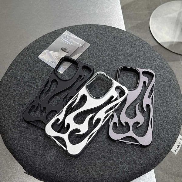 Flame Pattern Phone Case For iPhone 16 15 13 12 11 14 ProMax 15 Plus Fashion Cool Hollow Slim Shockproof Protective Soft Cover J260423