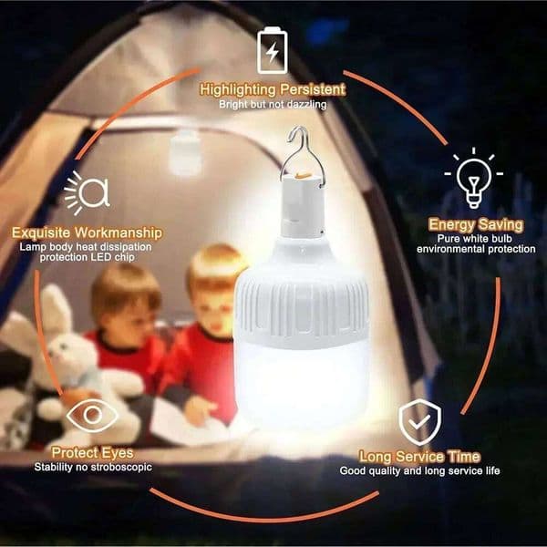 Portable Rechargeable LED Camping Light with Hook Dimmable Tent Lantern Emergency Night Lamp for Hiking Travel Adventure Use S260423