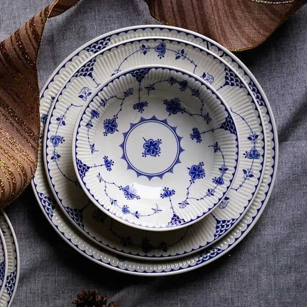 Luxury Designer Decor Vintage Blue room And White Ceramic Coffee Cup Dessert Rice Bowl Dinner Plate Set Instagram Celebrity Decoration For H 8