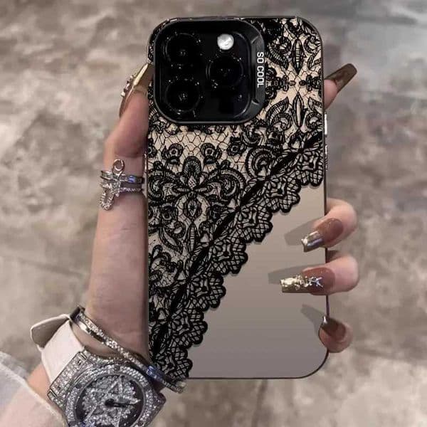 Lace pattern Matte Phone Case for iPhone 16 15 14 13 12 11 Pro Max X XS XR 7 8 Plus 16 15 14 13 12 Pro 16e Fall prevention case J260423