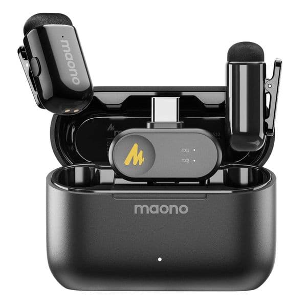 MAONO T1mini Wireless Lapel Microphone for Phone-Noise Cancellation Auto Clipping Function App Setting Audio Video Recording Mic J260423