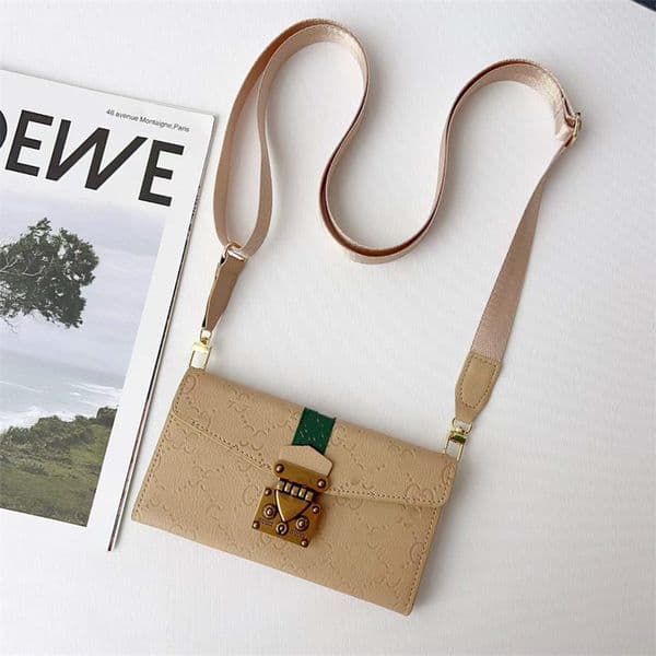 Designer Fashion Cross body Phone Cases For samsung s26ultra s25ultra s24 s23 Luxury Leather Card Wallet Handbag Case For iPhone 17promax 17 16promax 16 15 14 13
