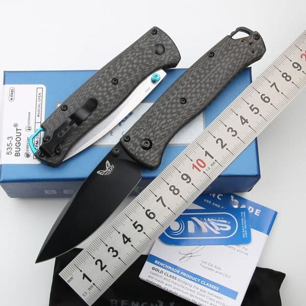 BM 535-3 Folding Knife S90V Blade Carbon Fiber folding knife Handles Sharp Field Hunting Knife Survival Tactical Tool with Pocket Clip