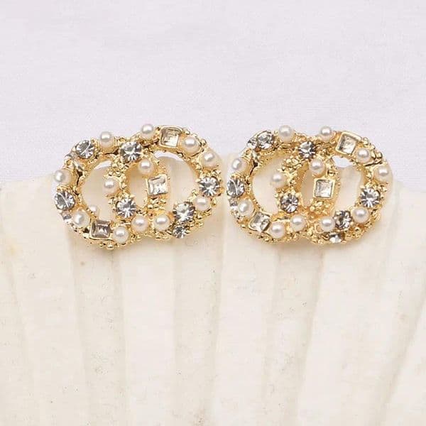 Classic Designer Earring for Daily Outfit Simple 925 Silver Stud Women's Geometry Round Inlay Crystal Rhinestone Pearl Earrings Jewerlry Christmas XMAS Party Gifts