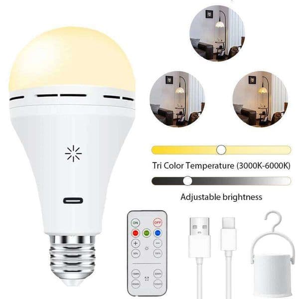 USB-C Rechargeable Light Bulb - 3 Color, Remote/Dimmable/Timer, 2200mAhfor living room, bedroom S260423