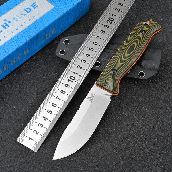 folding knife BM 15002 Wilderness Survival Straight Blade Pocket Knife with Sheath Hunting Combat Tools Bushcrafter Outdoor Gift Knives
