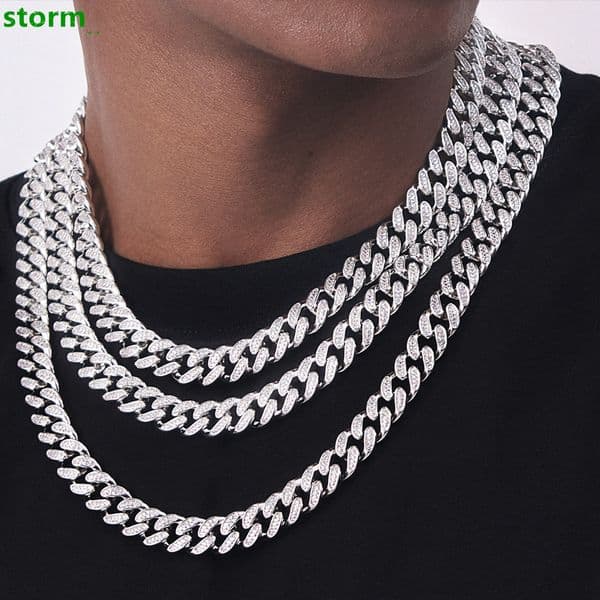 Direct OEM 925 Silver 6mm Cuban Chain Necklace 14K Gold Plated VVS Moissanite Trendy Hiphop Iced Out for Jewelry Suppliers