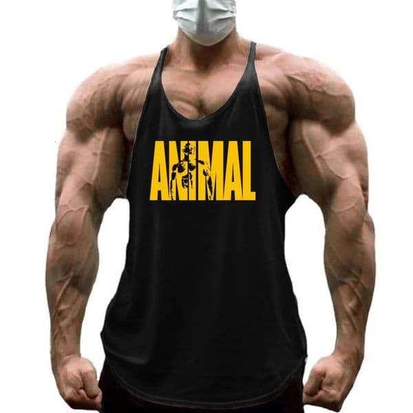 Running Vests Mens ANIMAL Letters Printed Gym Stringer Tank Tops Cotton Bodybuilding Sleeveless Singlets Muscle Fitness Clothing 260423BANJIA