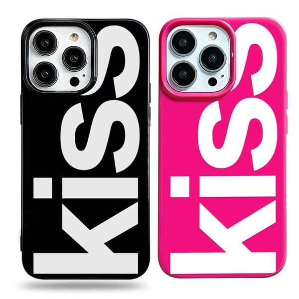 Personalized English Letters Kiss Phone Case For iPhone 17 16 15 14 11 13 12 11 Pro Max Air XR X XS Max 16 Plus Simple Y2K Cover J260423