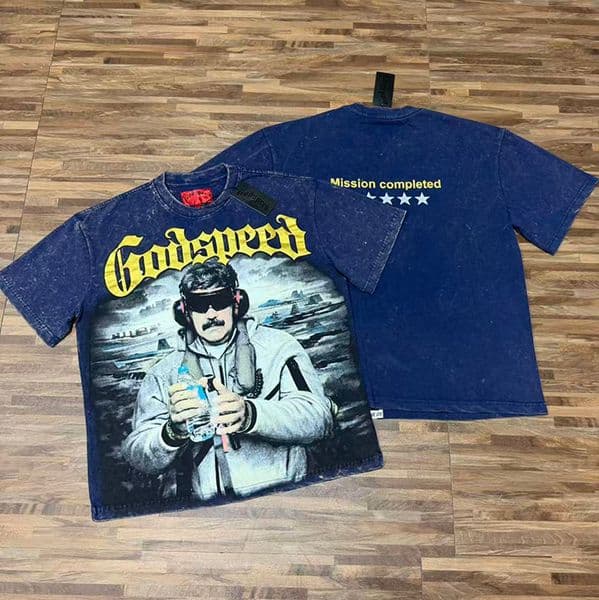 Mens Designer GodspeedShirt Summer Round Neck T Shirt in Hipster Fashion Streetwear Style Y2k Graphic Tee Vintage Inspired Thick Loose Fit Shirts for Men US size S-XLp