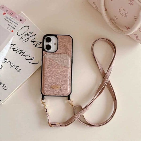 Crossbody Lanyard Phone Case for IPhone 16E 16 15 Plus 14 13 11 Pro Max 12 Mini Leather Wallet Card Slots Protective Cover J260423