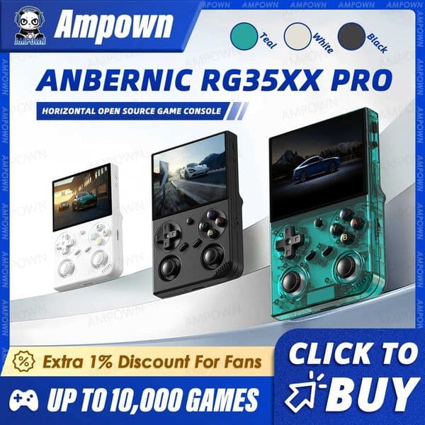 ANBERNIC RG35XX PRO Video Game Consoles 35 IPS Screen TV Output RixelHK Downloader Streaming Handheld Game Players Kid Gifts J260423