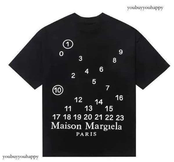 Designer Maisonsmargeila Shirts Printed Digit Graphic Tee For Mens Women High End Luxury Vintage Style Graffiti T Shirt Y2k Clothes Streetwear Gothic Tshirt 6C9