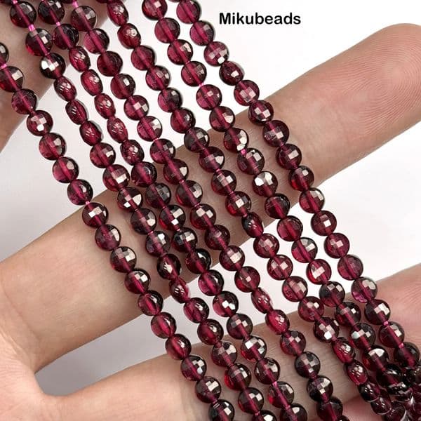 Natural Brazil Red Garnet 284mm Faceted Coin Beads Shinny Stone For Jewelry Making DIY Bracelet Necklace Strand Woman260421