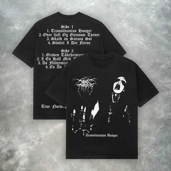 Darkthrone Transylvanian Hunger Tee Y2K Black Metal Band Oversized Summer Mens and Womens Loose and Breathable T-shirt Top L260423