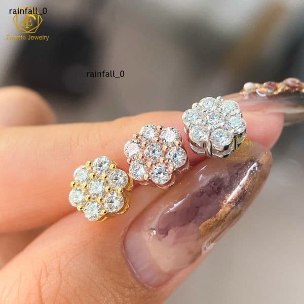 2025 Hot Sale Style 10k 14k 18k Solid Gold Melee Moissanite Diamond Gold Stud Earrings Screws Women Fine Jewelry Earrings