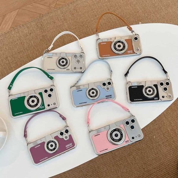 Personalized camera full dust-proof phone case for iPhone17 12 11 14 15 16 Solid color lanyard tpu case for Apple 14 15 Plus J260423