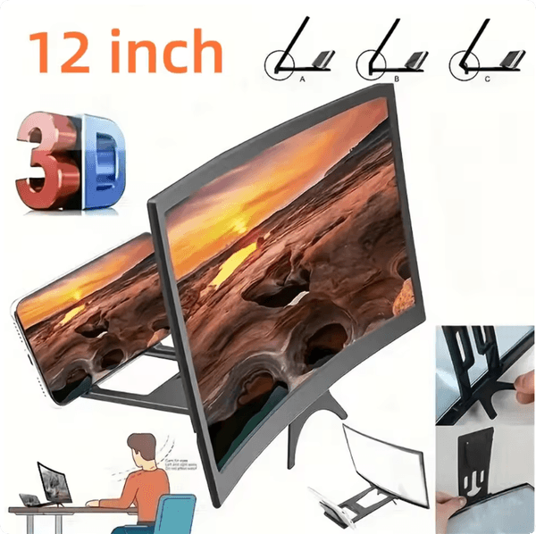 12 inch Phone Screen Magnifier Curved 3D HD Mobile Phone Enlarger Holder Universal Smart Phone Magnifying Curved Screen Holder