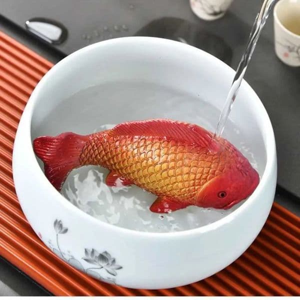 Luxury Designer Decor A Pair Of Fish Carp Koi Mascot Symbolizing Good Luck Pet room Color Changing Desktop Tea Table Decoration Decoration